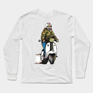 Retro Scooter, Classic Scooter, Scooterist, Scootering, Scooter Rider, Mod Art Long Sleeve T-Shirt